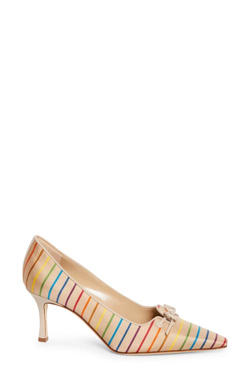 Shop Manolo Blahnik Zaman Stripe Pump In Beige Multi