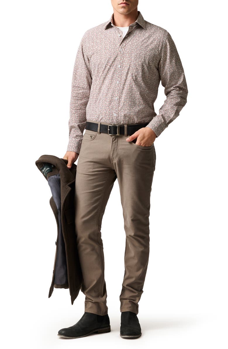 Rodd & Gunn Eastborne Sports Fit Dot Print Cotton Button-Up Shirt, Alternate, color, Olive