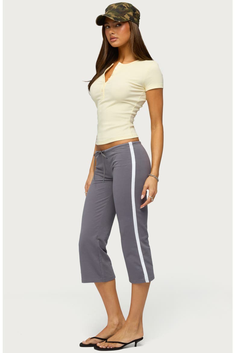 Milene Contrast French Terry Capris, Alternate, color, CHARCOAL