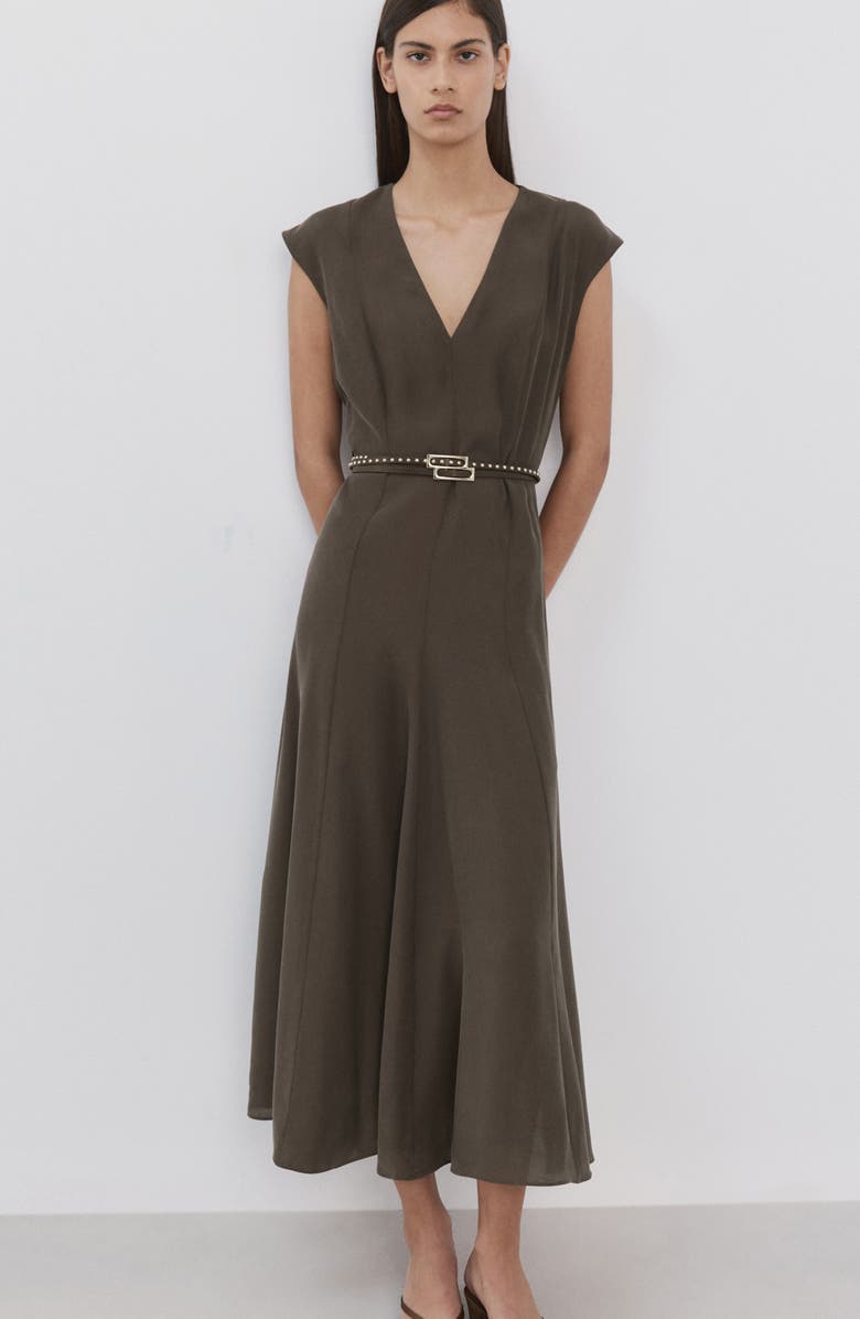 MANGO Double Belt A-Line Dress, Alternate, color, 