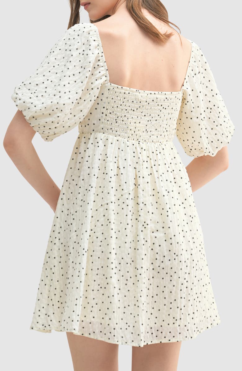 Lush Polka Dot Puff Sleeve Minidress, Alternate, color, 