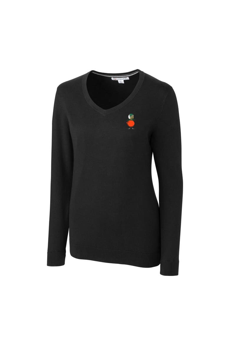 Women's Cutter & Buck Black UCF Knights Lakemont Tri-Blend V-Neck Pullover Sweater, Alternate, color, Black