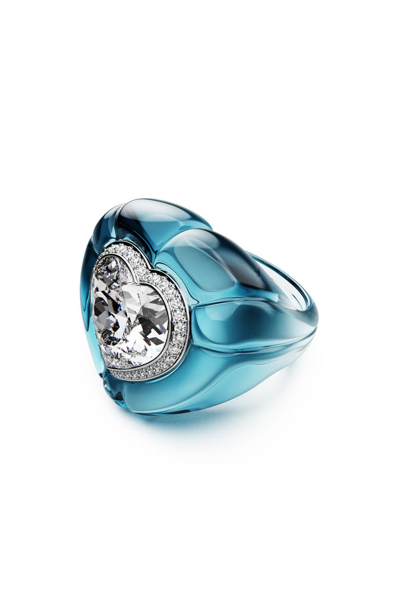 Swarovski Dulcis Crystal Heart Cocktail Ring, Alternate, color, Blue