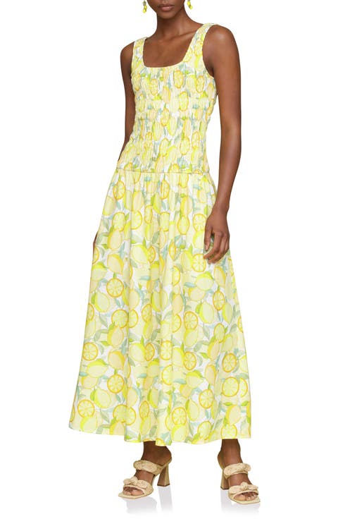 Smocked Sleeveless Fit & Flare Maxi Dress