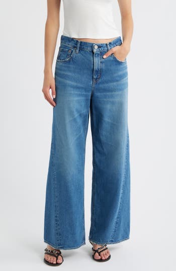 MOUSSY VINTAGE Atlanta Twisted Seam Wide Leg Jeans in Blue at Nordstrom Rack, Size 27