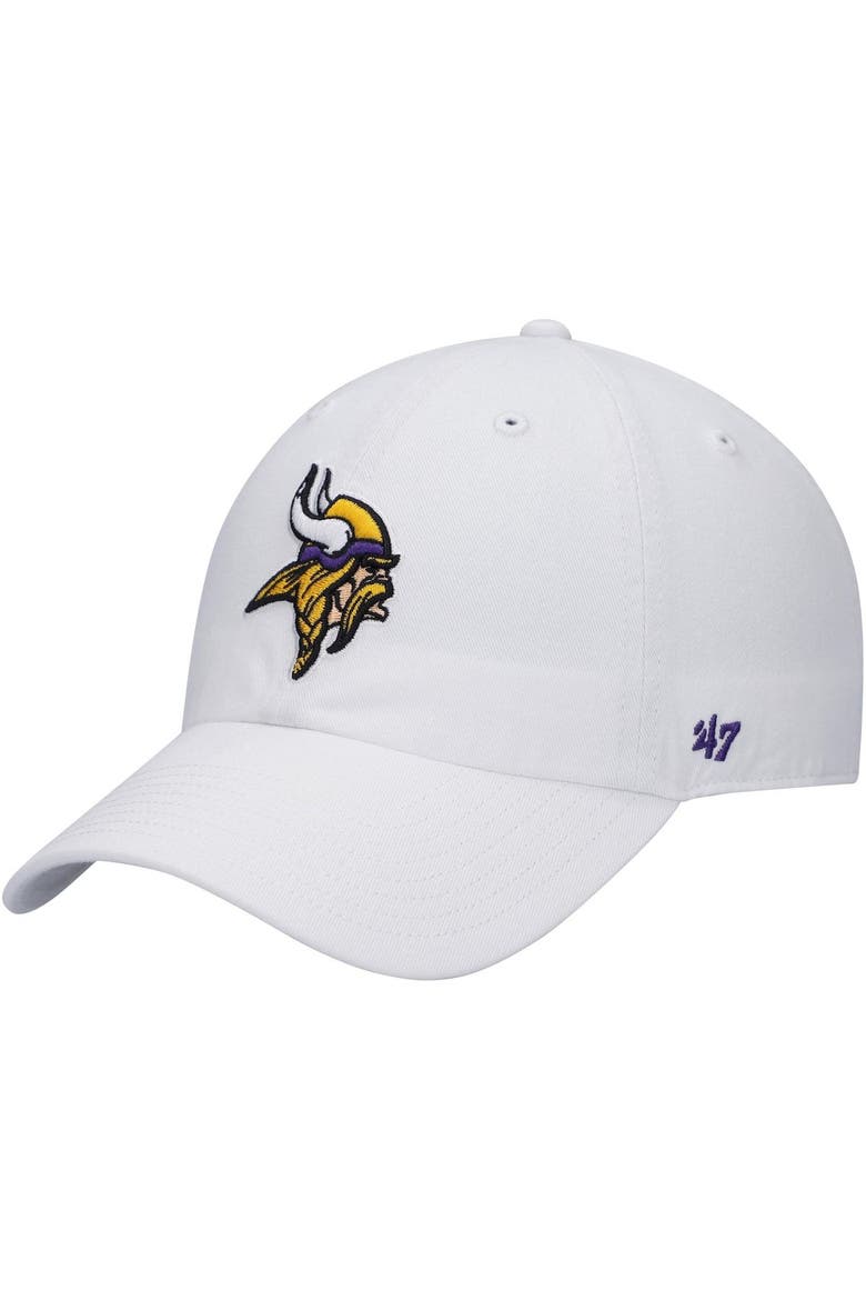 Men's '47 White Minnesota Vikings Logo Clean Up Adjustable Hat, Alternate, color, White
