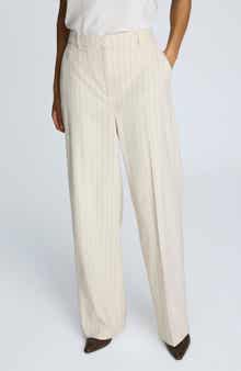 Kenneth Cole Pinstripe High Waist Wide Leg Pants