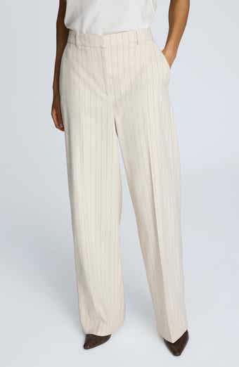 Kenneth Cole Pinstripe High Waist Wide Leg Pants
