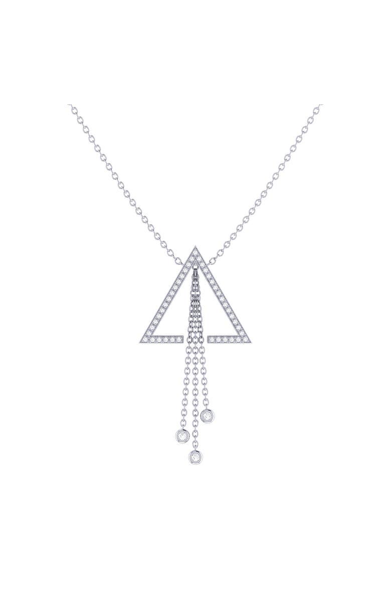 LuvMyJewelry Skyline Triangle Silver Diamond Lariat Necklace, Main, color, Silver