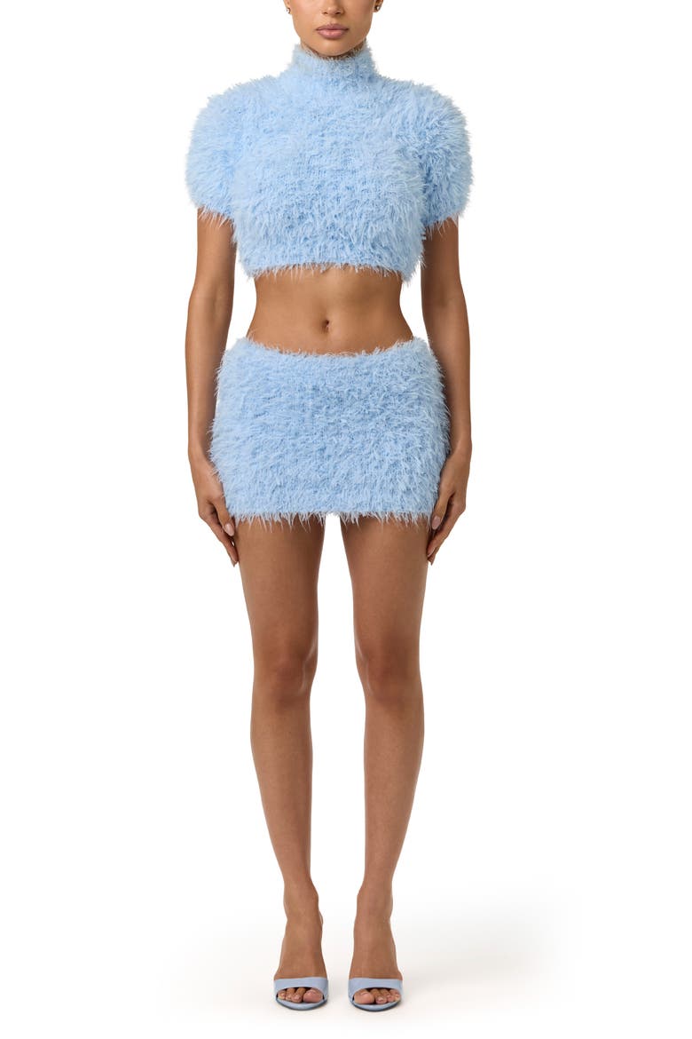 Furry Knit Miniskirt, Alternate, color, BLUE MIST