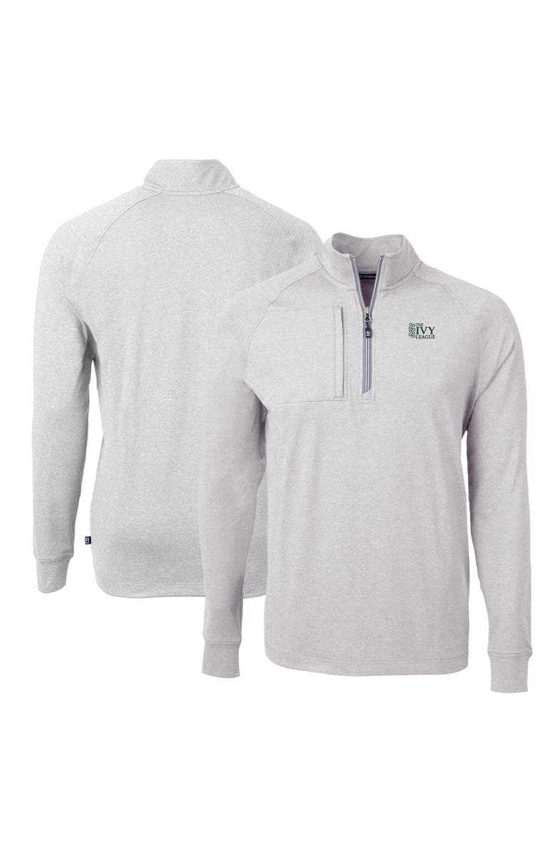 Cutter & Buck Men's Cutter & Buck  Heather Gray Ivy League Adapt Eco Knit Heathered Recycled Quarter-Zip Pullover Top, Alternate, color, 