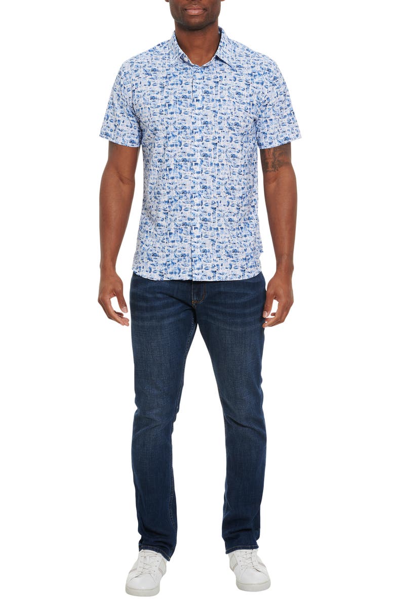 Robert Graham Maddox Cubist Short Sleeve Button-Up Performance Shirt, Alternate, color, 