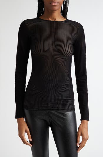 Jean Paul Gaultier The Morphing Pinstripe Flocked Long Sleeve 