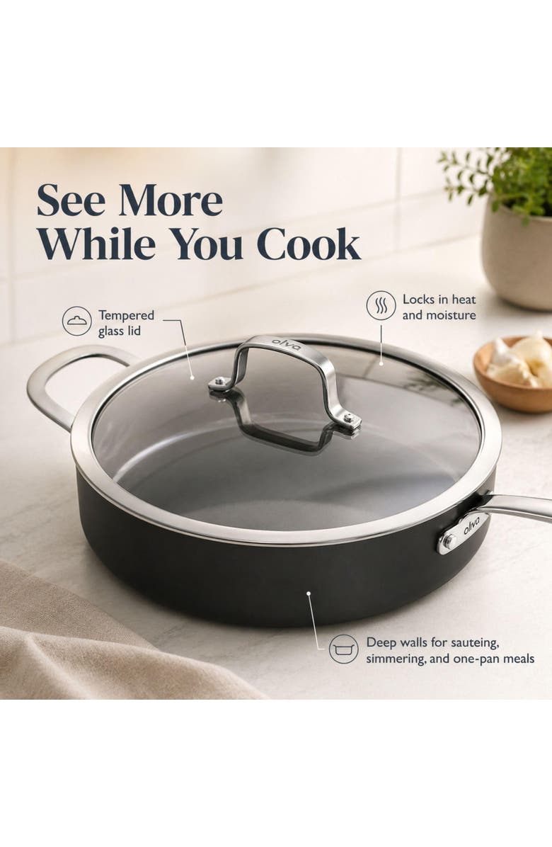Alva Maestro 4-Quart Ceramic Nonstick Sauté Pan with Lid, Alternate, color, Black