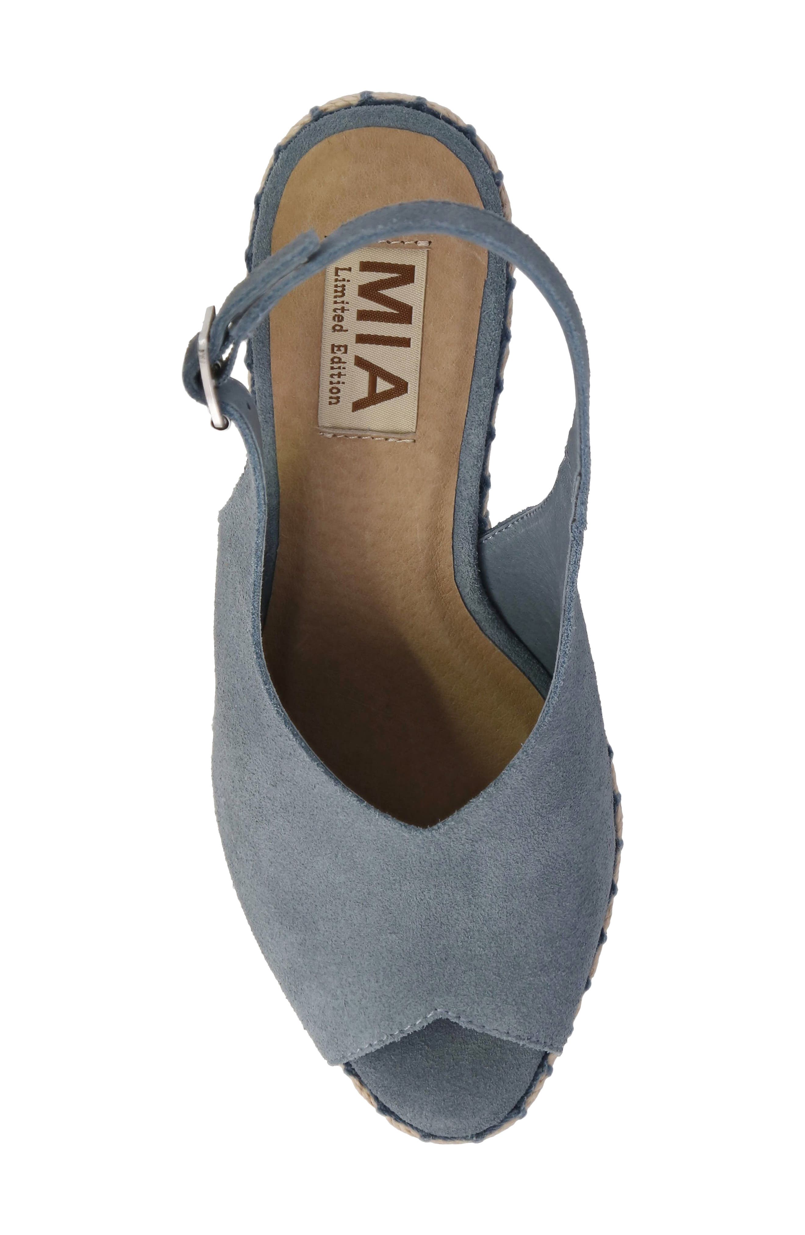 Marjori Slingback Espadrille Peep Toe Platform Wedge Sandal, Alternate, color, DENIM SUED
