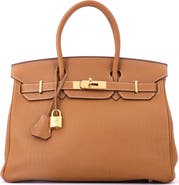 Pre-Owned Hermes Birkin Handbag Brown Togo with Gold Hardware 30