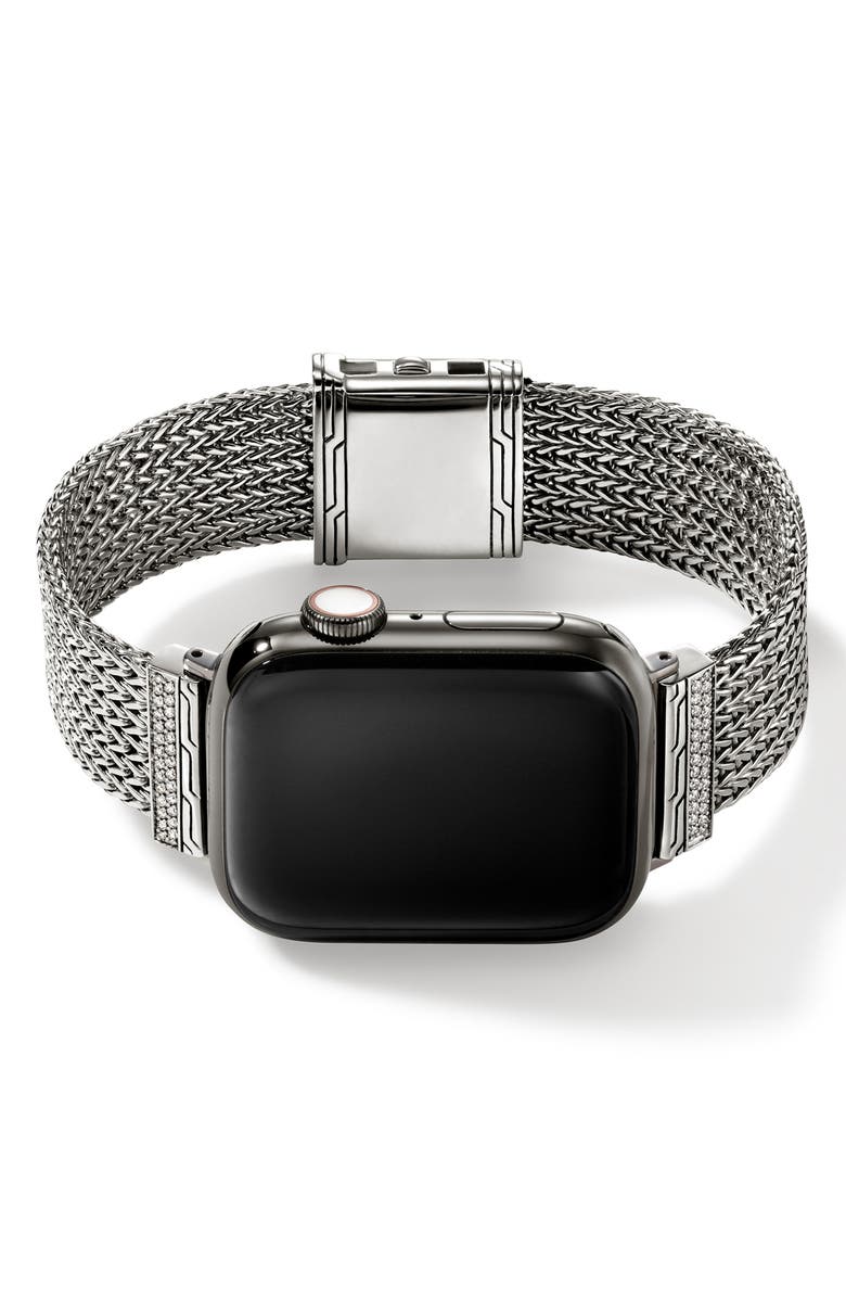John Hardy Smart Watch Strap Diamond Pavé, 18mm, Main, color, Silver