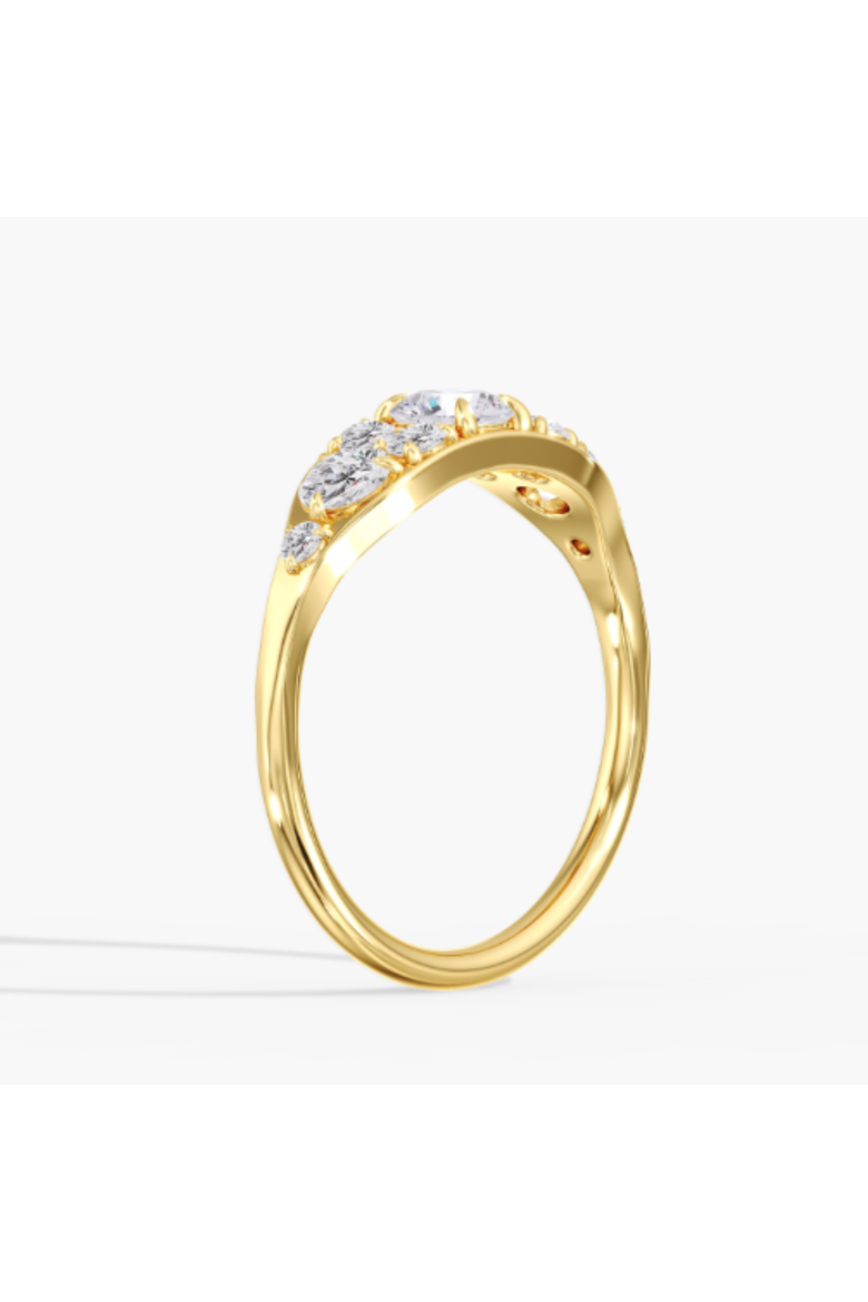 Round Mosaic Lab Diamond Fashion Ring in 14K, Alternate, color, Yellow Gold