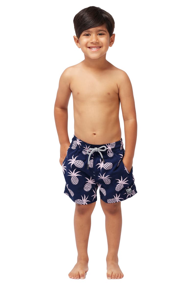 Kids' Pineapple Swim Trunks, Alternate, color, SHELL PINK