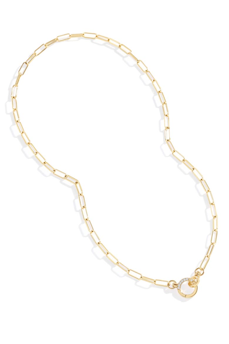 Pave Mint Paperclip Necklace, Alternate, color, 18k Gold Plaed