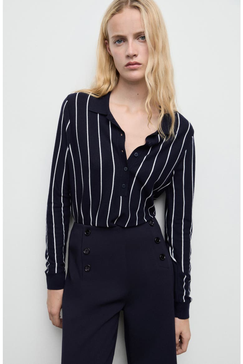 Button Wide Leg Pants, Alternate, color, NAVY