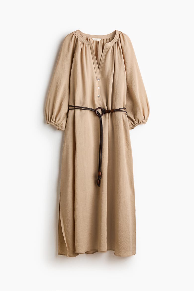 Oversized Tie-belt Dress, Alternate, color, Beige