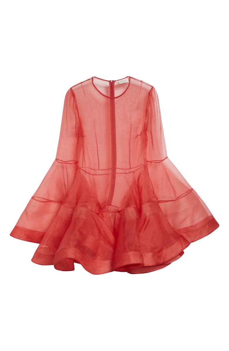 Zimmermann Rebellion Lantern Silk Organza Minidress, Alternate, color, Red