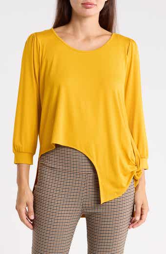 Side Knot Three-Quarter Sleeve Top