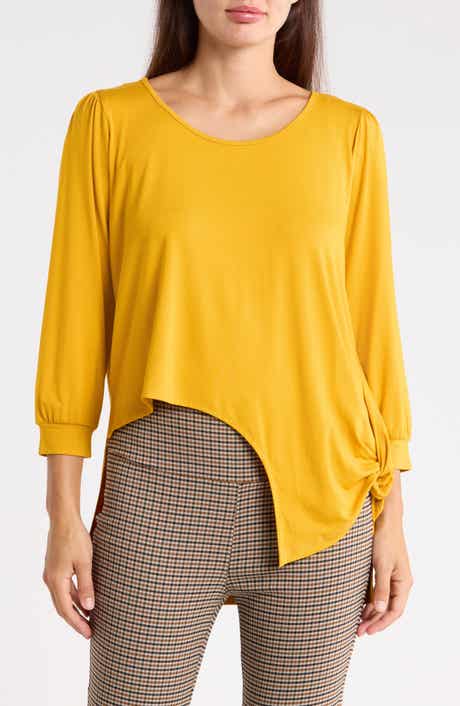Side Knot Three-Quarter Sleeve Top