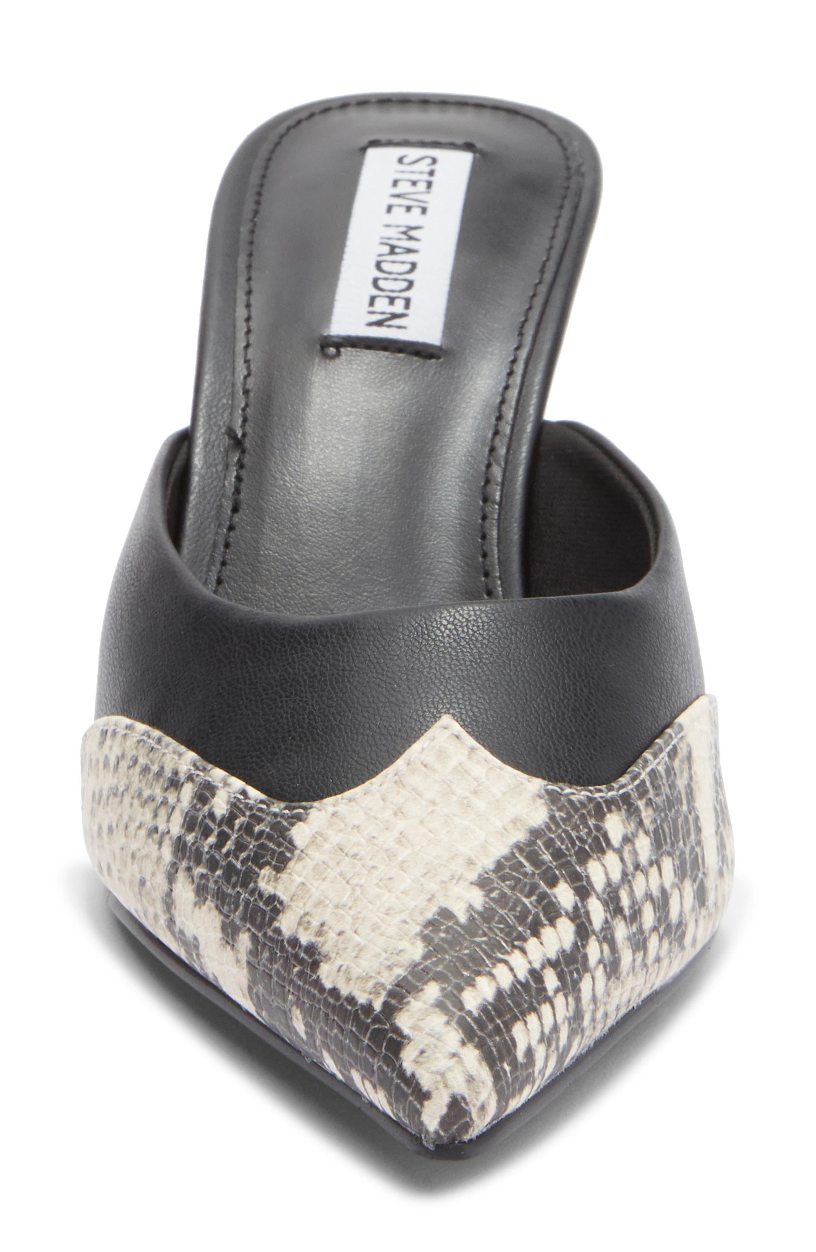Steve Madden Elysa Pointed Toe Mule, Alternate, color, Black/ Snake Toe Cap
