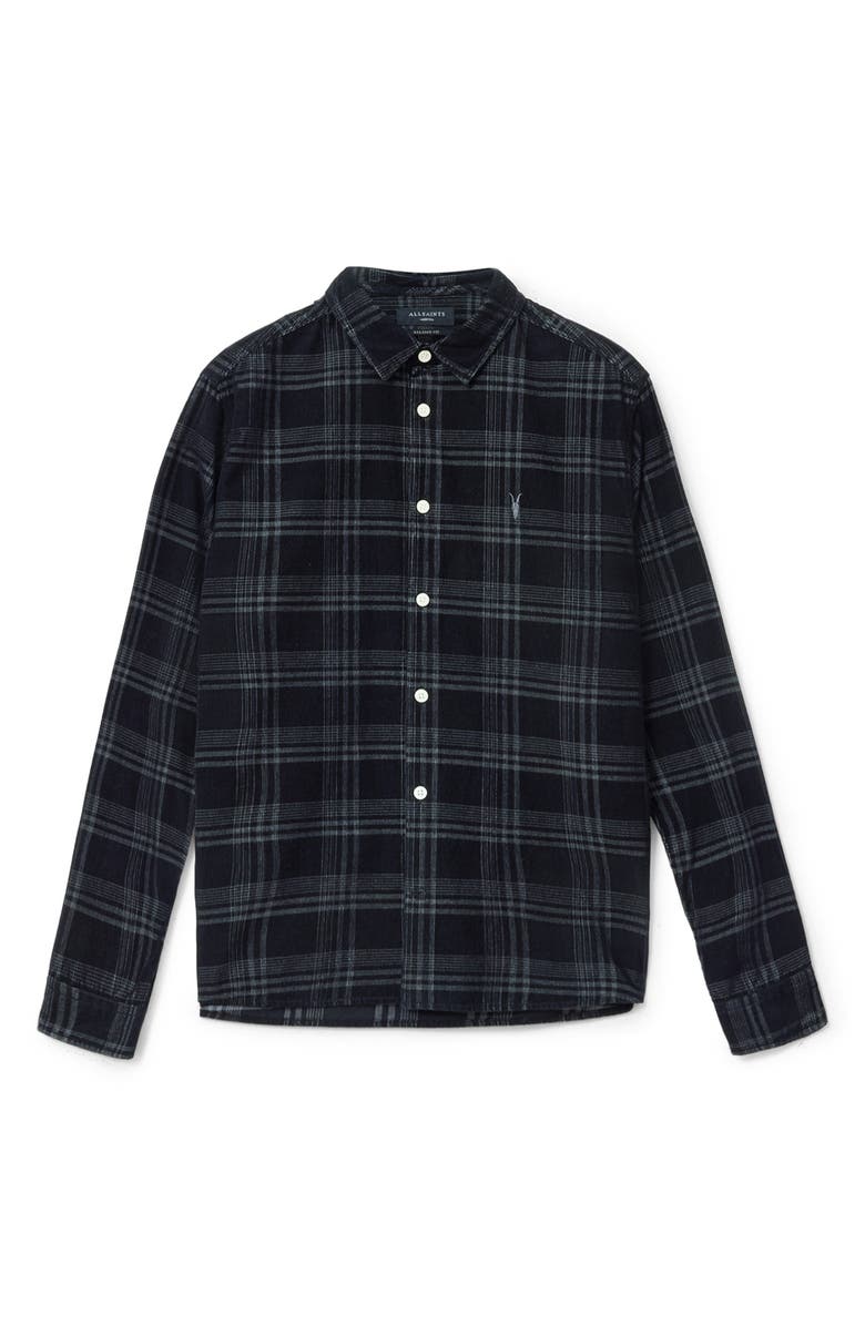 AllSaints Rockley Corduroy Button-Up Shirt, Alternate, color, Surge Black