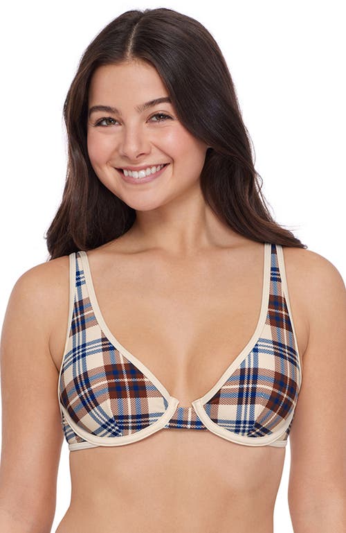 Stevie Adjustable Plunge Underwire Bikini Top With Contrast Binding In Multi