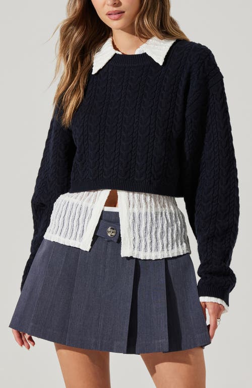 Astr The Label Jorah Cable Stitch Sweater In Blue