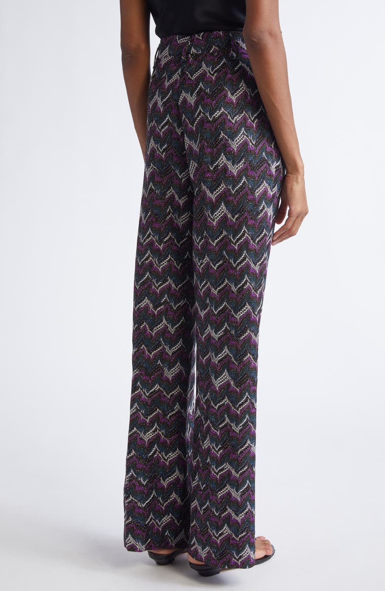 Missoni Chevron Stripe Metallic Knit Pants, Alternate, color, Black And Violet