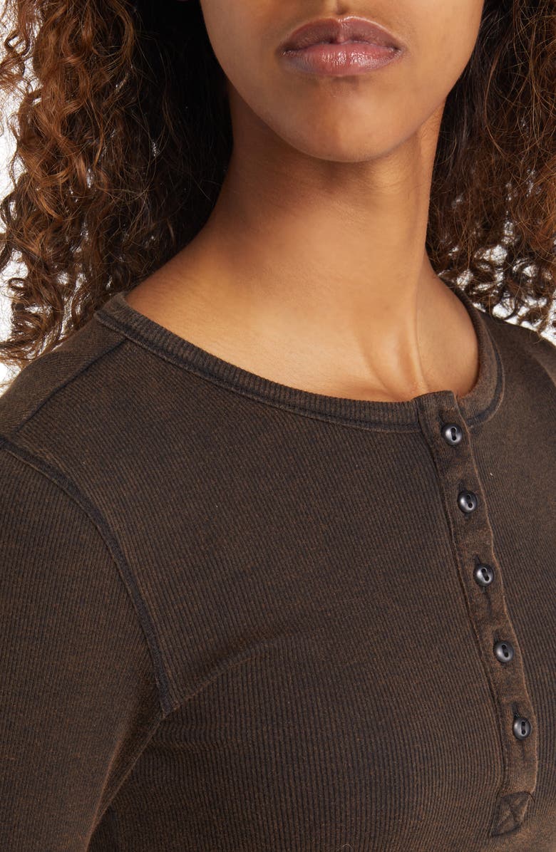 BDG Urban Outfitters Acid Wash Placket Cotton Crop Henley, Alternate, color,