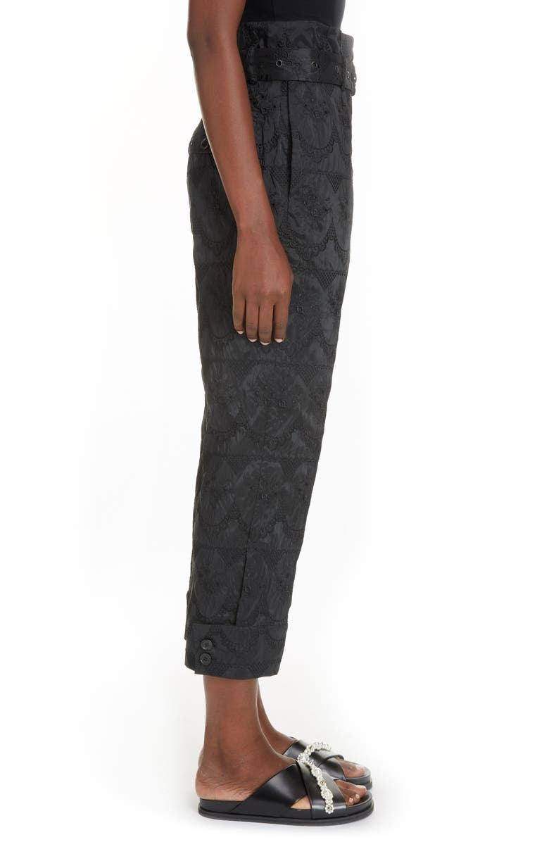 Simone Rocha Embroidered Taffeta Paperbag Waist Trousers, Alternate, color, 