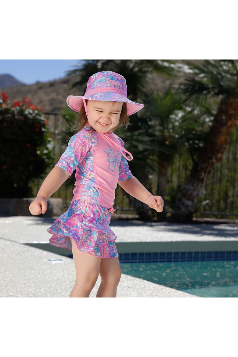 Short Sleeve Sunny Swim Shirt, Alternate, color, Mosaic Butterflies