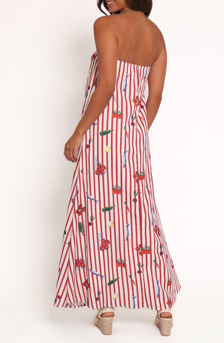 Petal & Pup Soph Picnic Print Strapless Maxi Dress, Alternate, color, Red Picnic Stripe