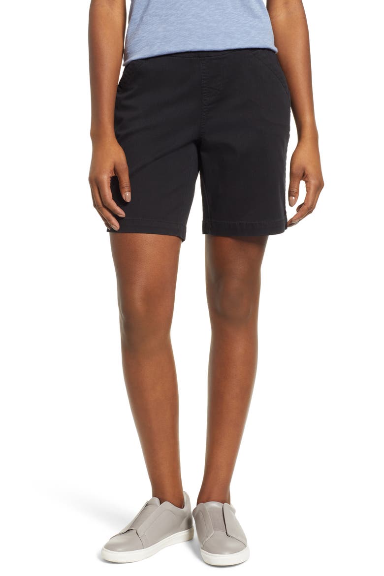 Jeans Gracie Stretch Cotton Shorts, Main, color, BLACK