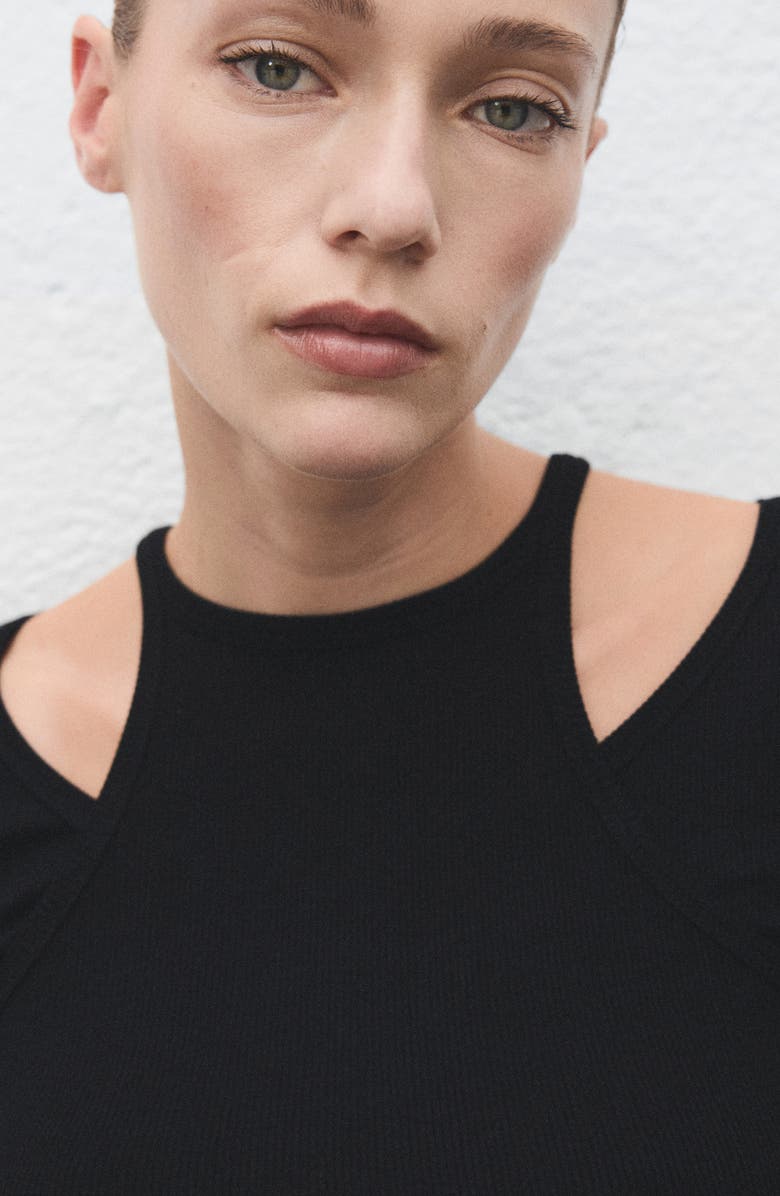 MANGO Layered Look Long Sleeve Rib T-Shirt, Alternate, color,