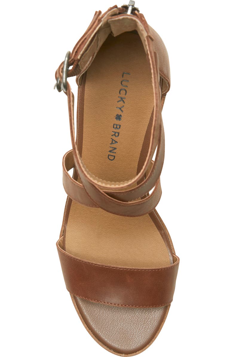 Lucky Brand Ressia Double Ankle Strap Sandal, Alternate, color, Toffee Leather