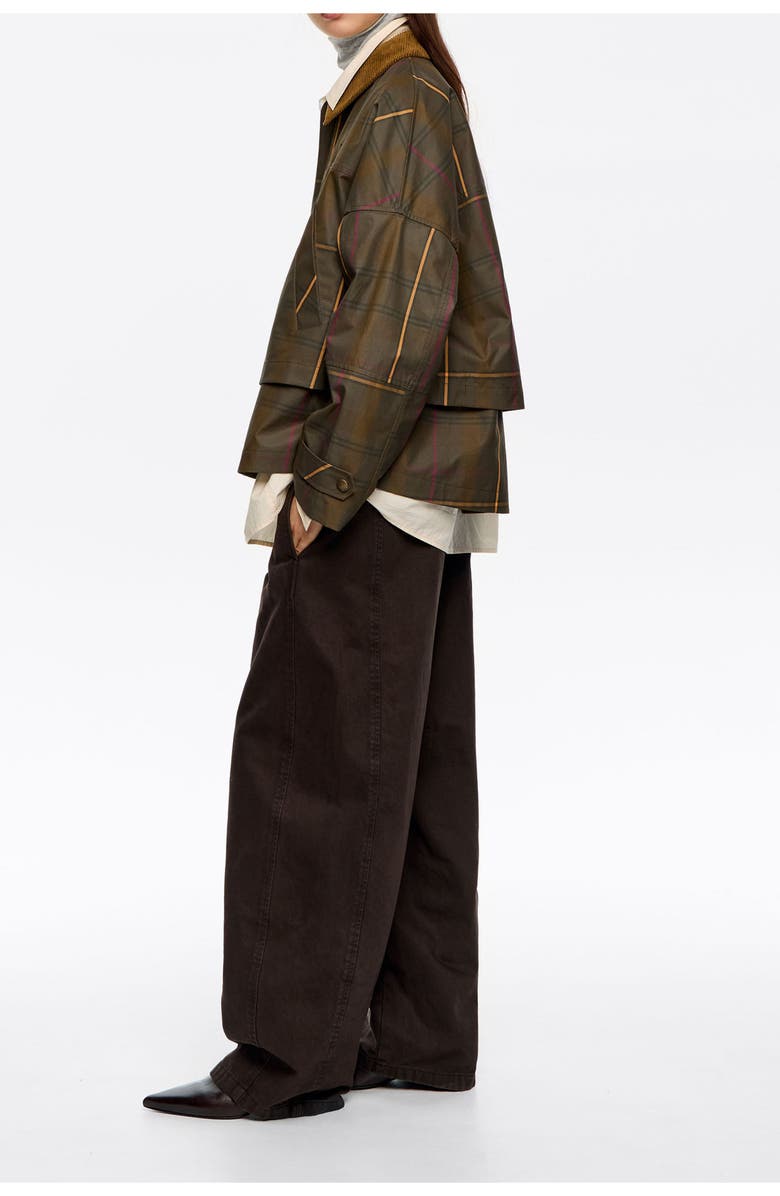 Bimba y Lola Short Checked A-Line Trench, Alternate, color, Dark Khaki