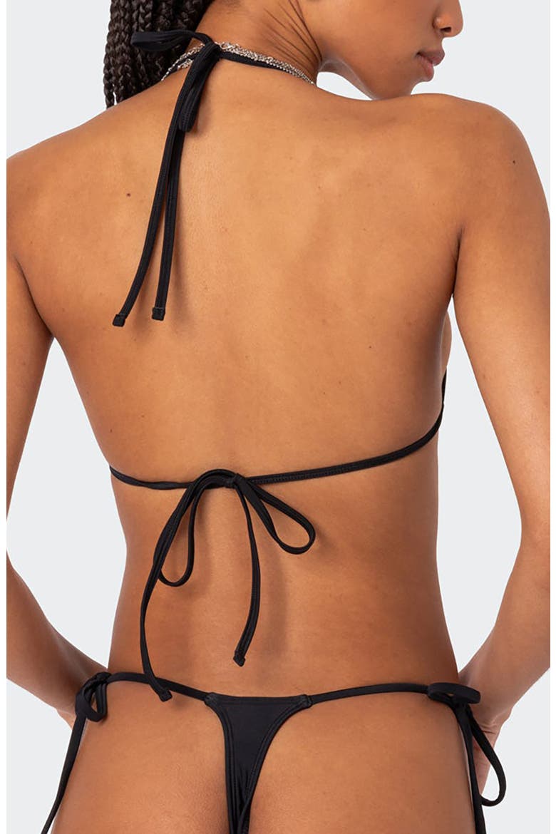 Elora Mirco Triangle Bikini Top, Alternate, color, BLACK