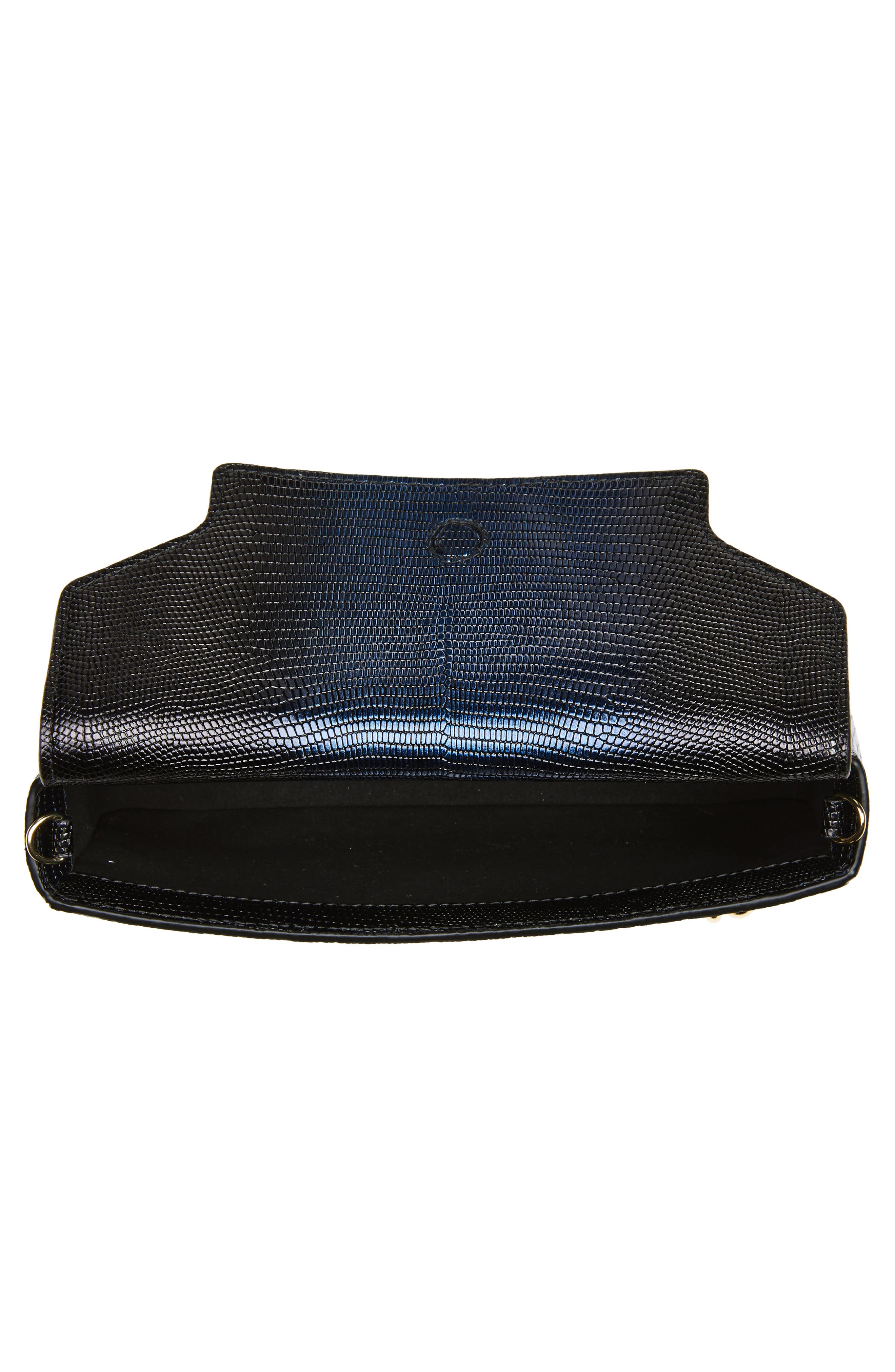 Strathberry East/West Lizard Embossed Leather Shoulder Bag, Alternate, color, Blue