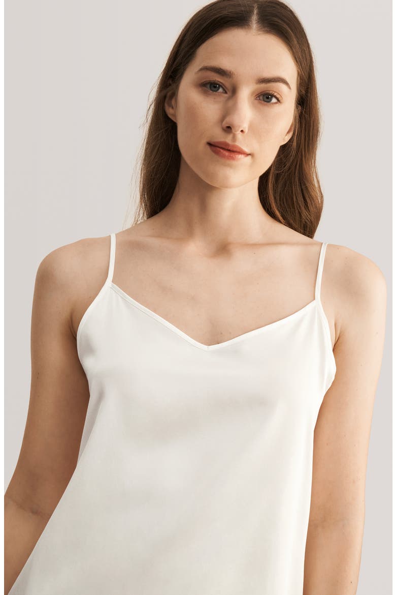V Neckline Silk Camisole with Spaghetti Straps, Alternate, color, Ivory