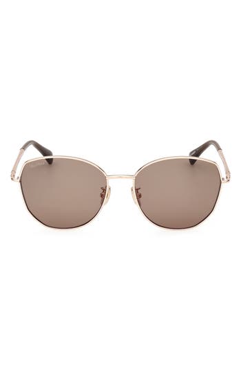 Max Mara 58mm Round Sunglasses In Brown