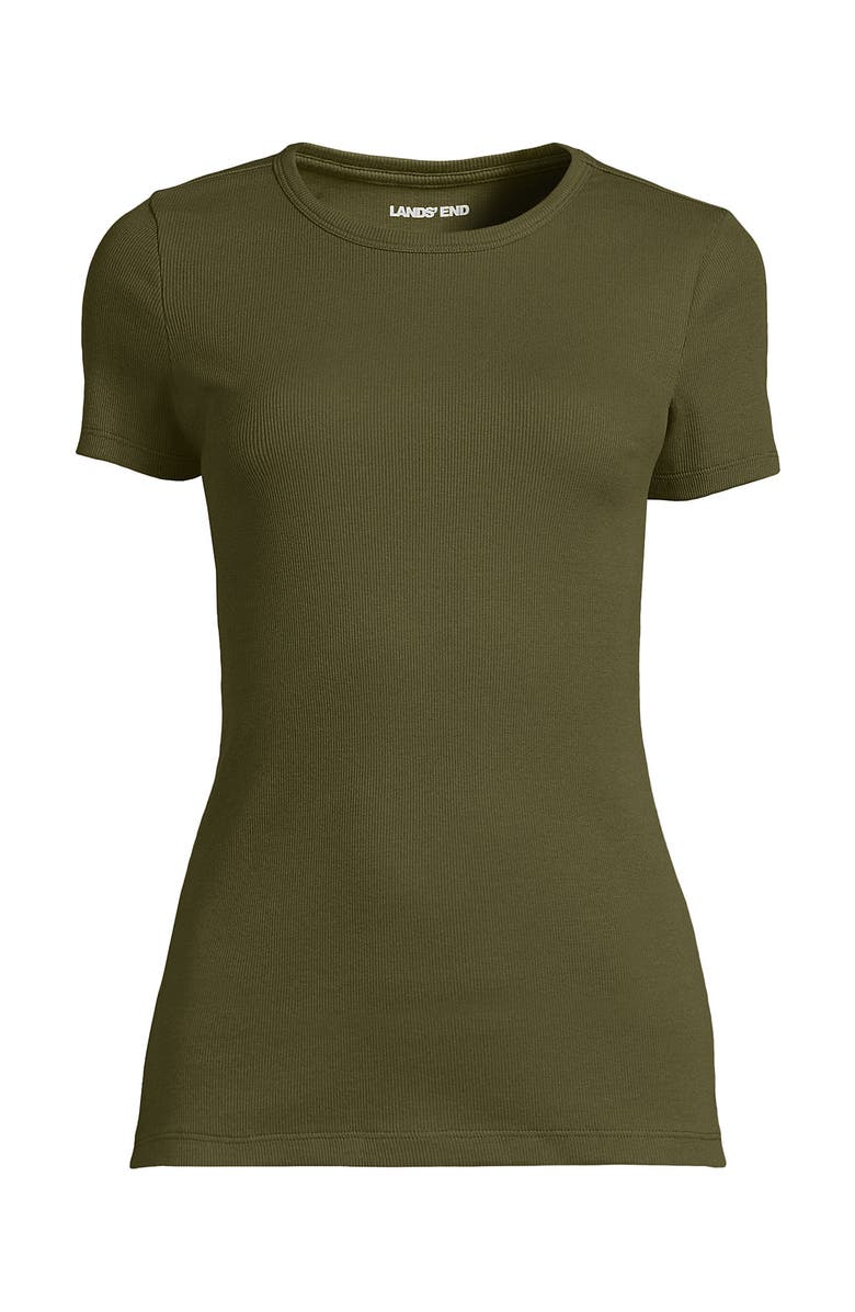 Lands' End Cotton Rib T-shirt, Alternate, color, Olive Drab