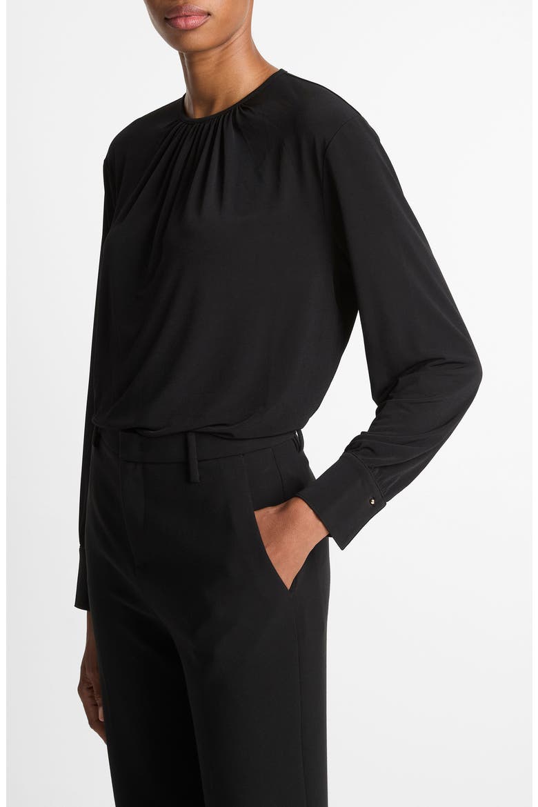 Soft Gathered Top, Alternate, color, BLACK