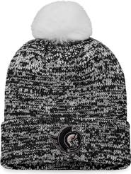 FANATICS Women's Fanatics Branded Black Ottawa Senators Glimmer Cuffed Knit Hat with Pom