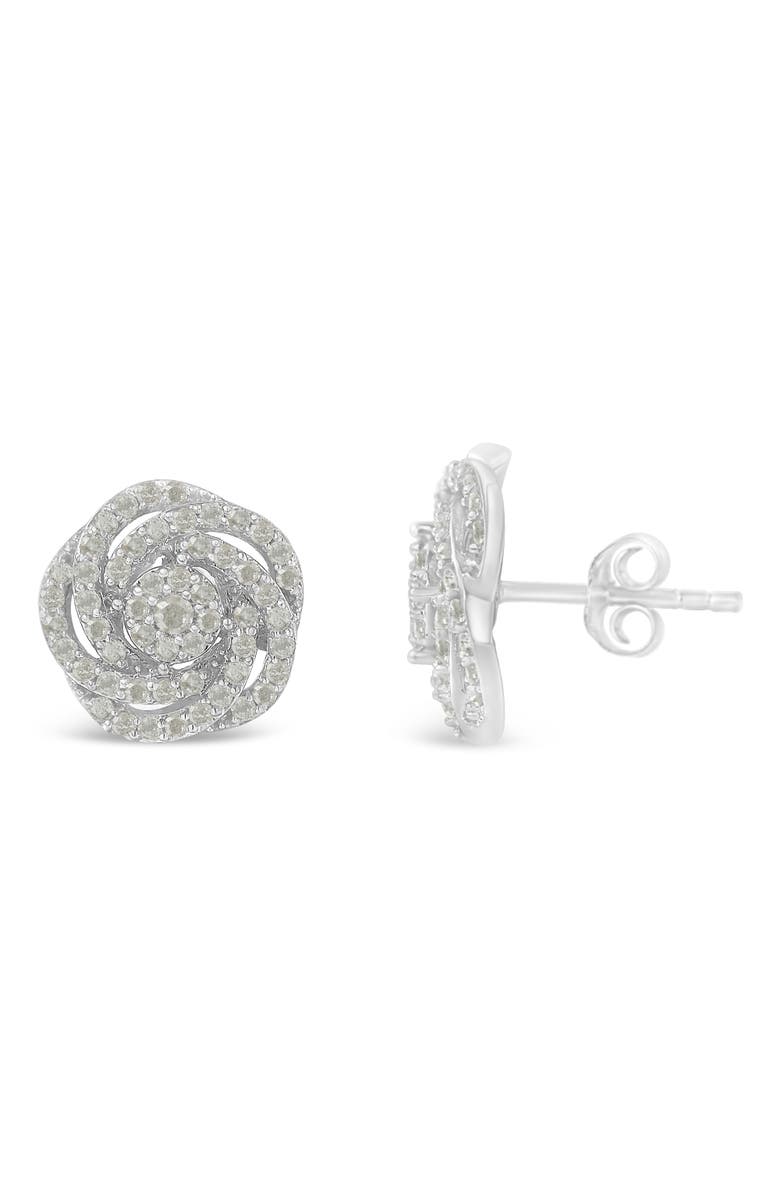 Haus of Brilliance 10KT White Gold Diamond Flower Stud Earring, Alternate, color, White
